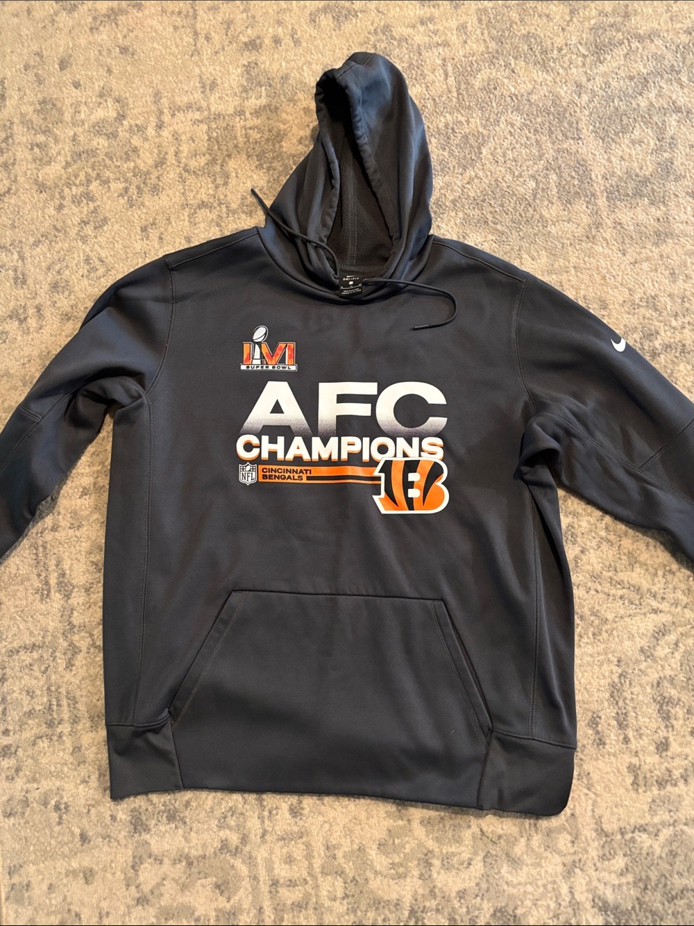 Nike Black AFC Champions Cincinnati Bengals Hoodie with Orange Accents